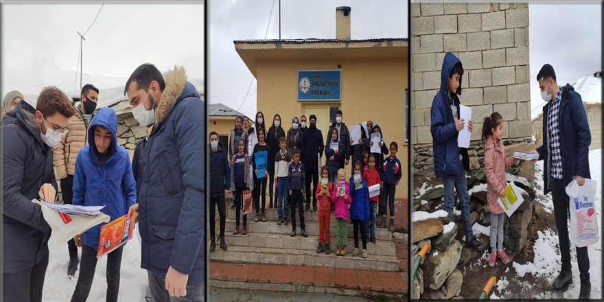 Öğretmenler kapı kapı dolaşarak kitap dağıttı