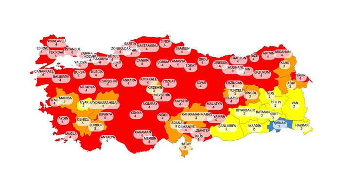 Yeni harita açıklandı, Diyarbakır sarıya döndü