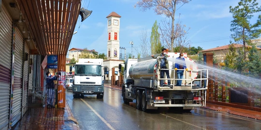 Diyarbakır Ergani’de cadde ve sokaklarda korona temizliği