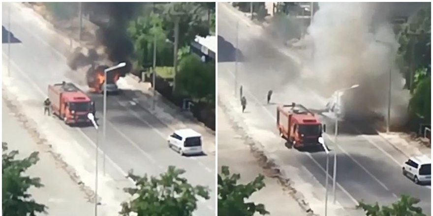 Diyarbakır’da yanan otomobil paniğe neden oldu