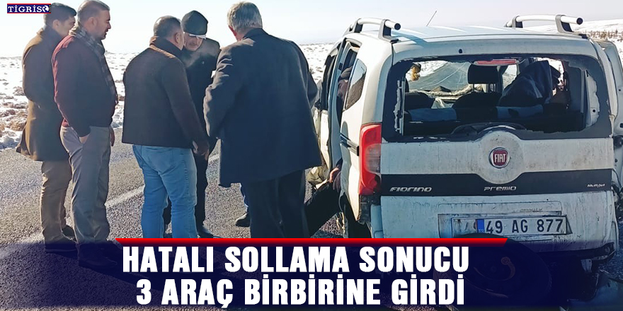 VİDEO - Hatalı sollama sonucu 3 araç birbirine girdi