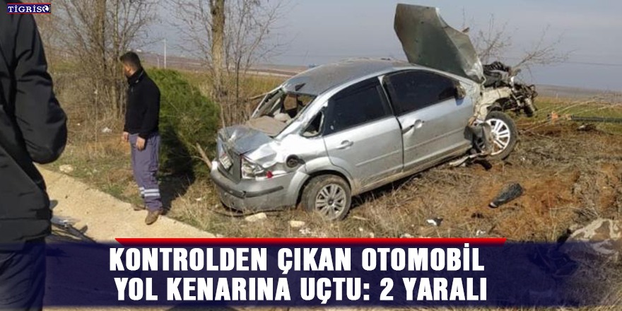 Kontrolden çıkan otomobil yol kenarına uçtu: 2 yaralı