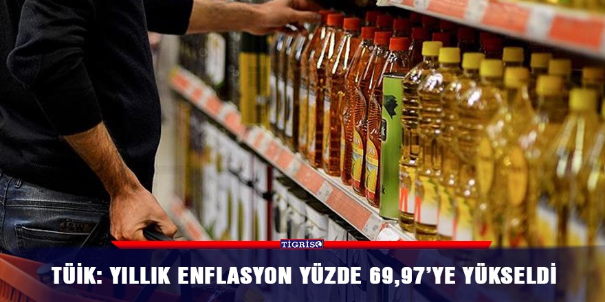 TÜİK: Yıllık enflasyon yüzde 69,97’ye yükseldi