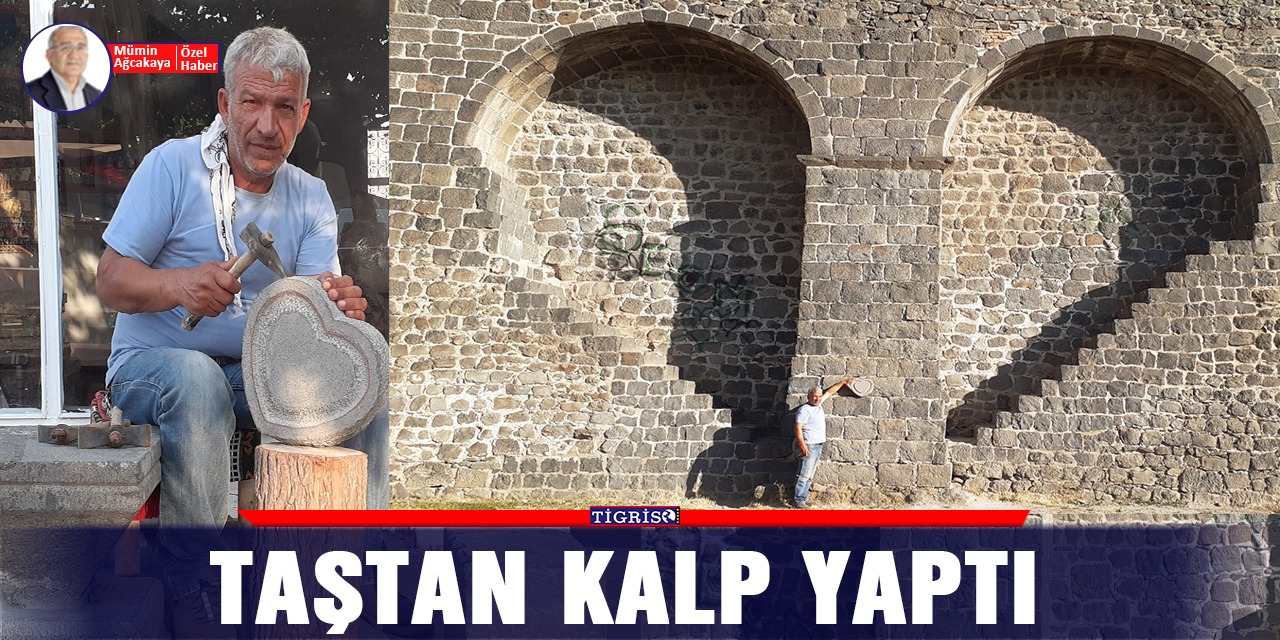 Bazalt taşından kalp yaptı