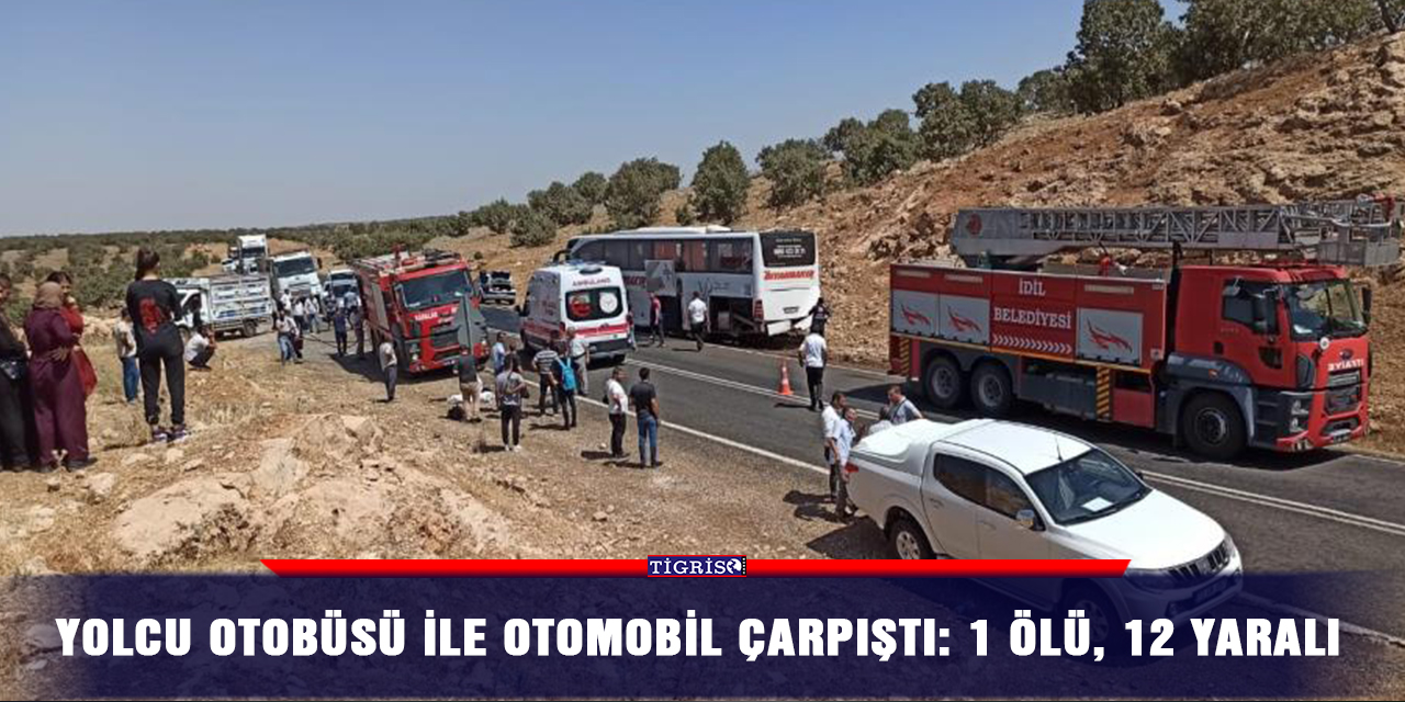 Yolcu otobüsü ile otomobil çarpıştı: 1 ölü, 12 yaralı