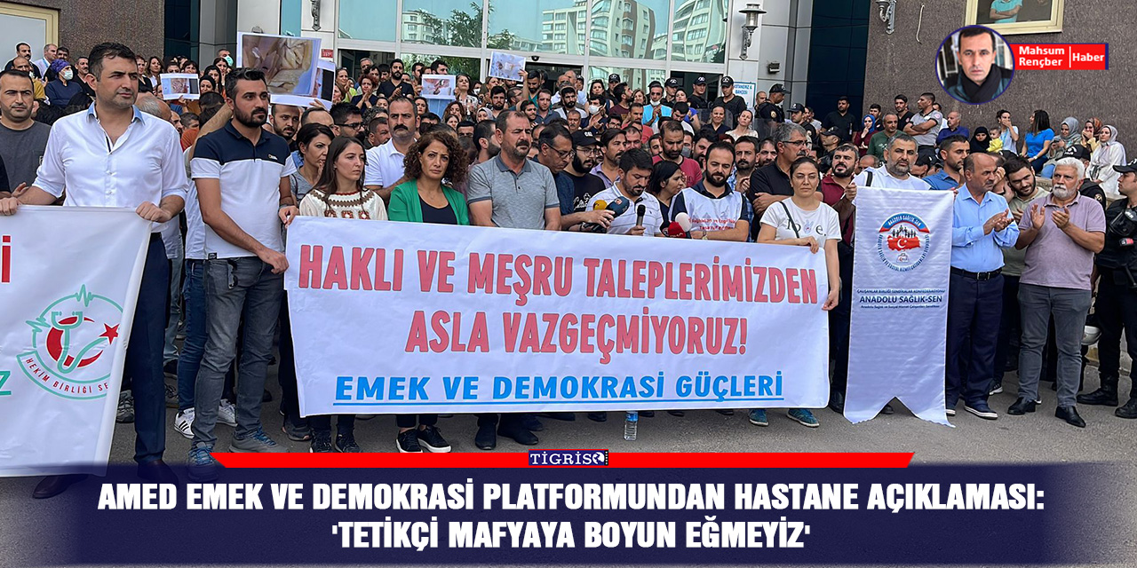 VİDEO - Amed Emek ve Demokrasi Platformundan hastane açıklaması: 'Tetikçi mafyaya boyun eğmeyiz'