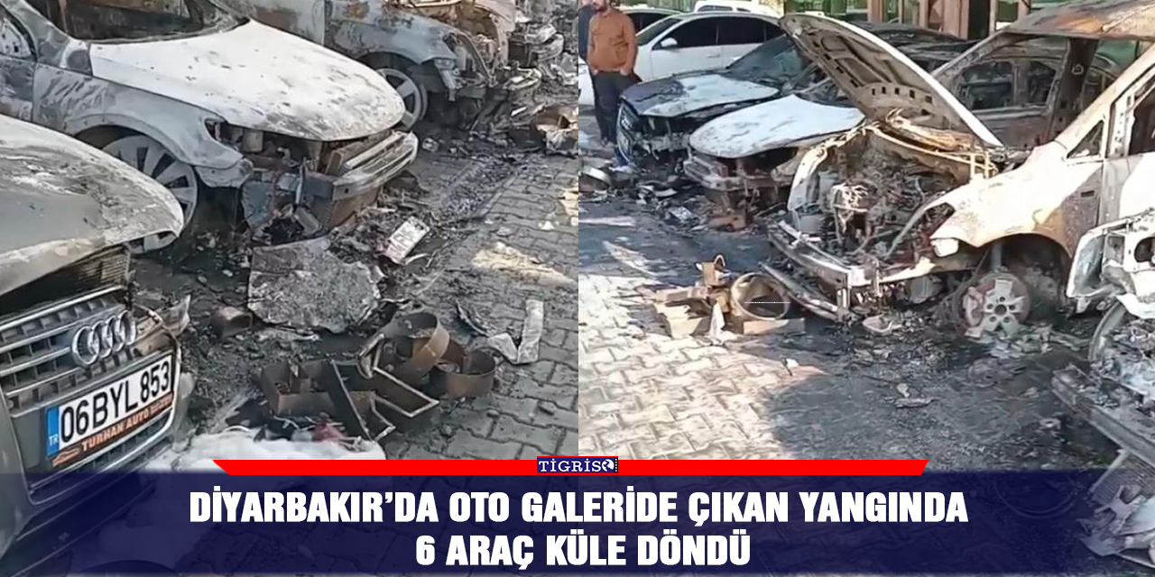 VİDEO - Diyarbakır’da oto galeride çıkan yangında 6 araç küle döndü