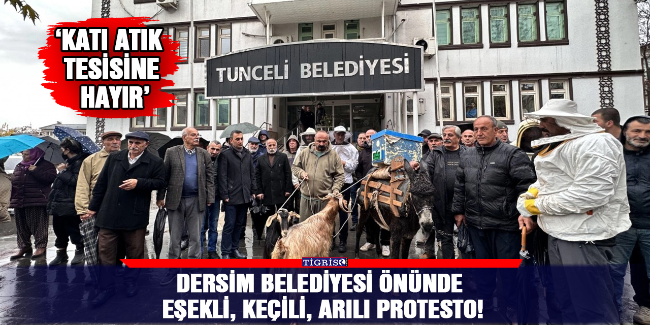 Dersim belediyesi önünde eşekli, keçili, arılı protesto!