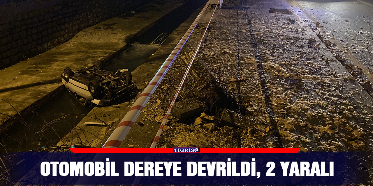 Otomobil dereye devrildi, 2 yaralı