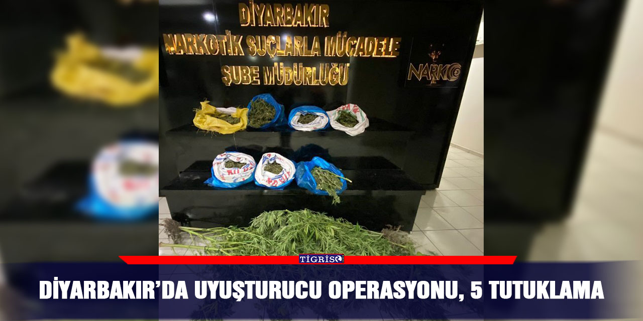 Diyarbakır’da uyuşturucu operasyonu, 5 tutuklama