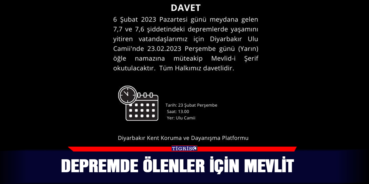 Depremde ölenler için mevlit
