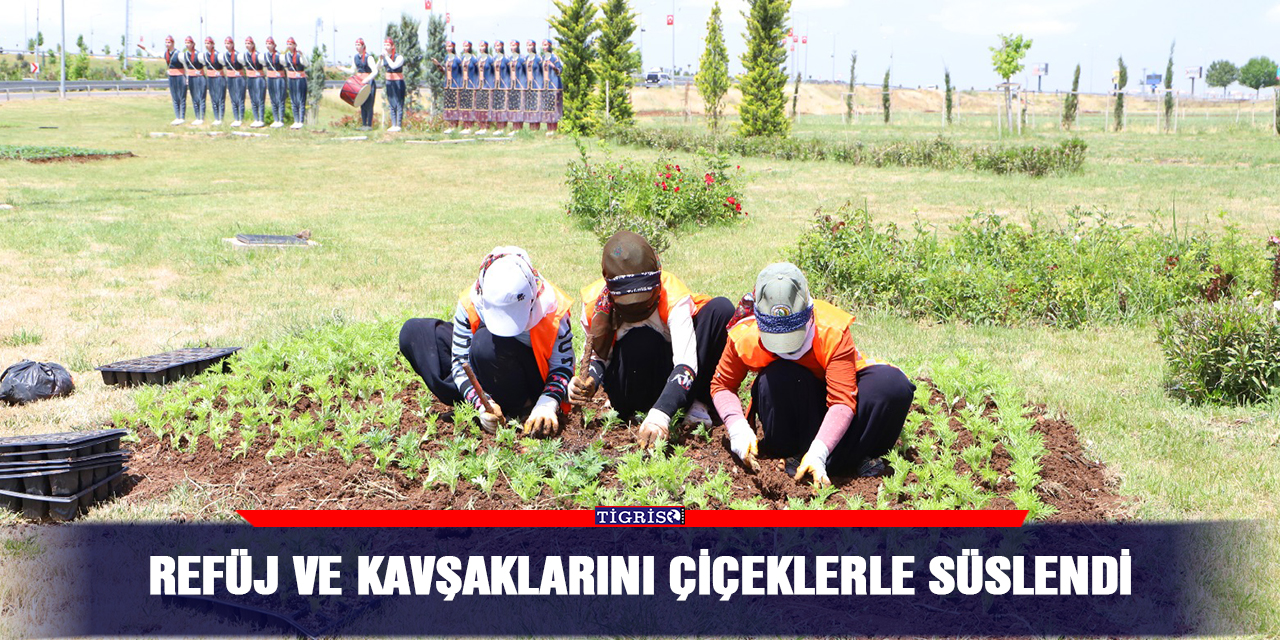 Refüj ve kavşaklarını çiçeklerle süslendi