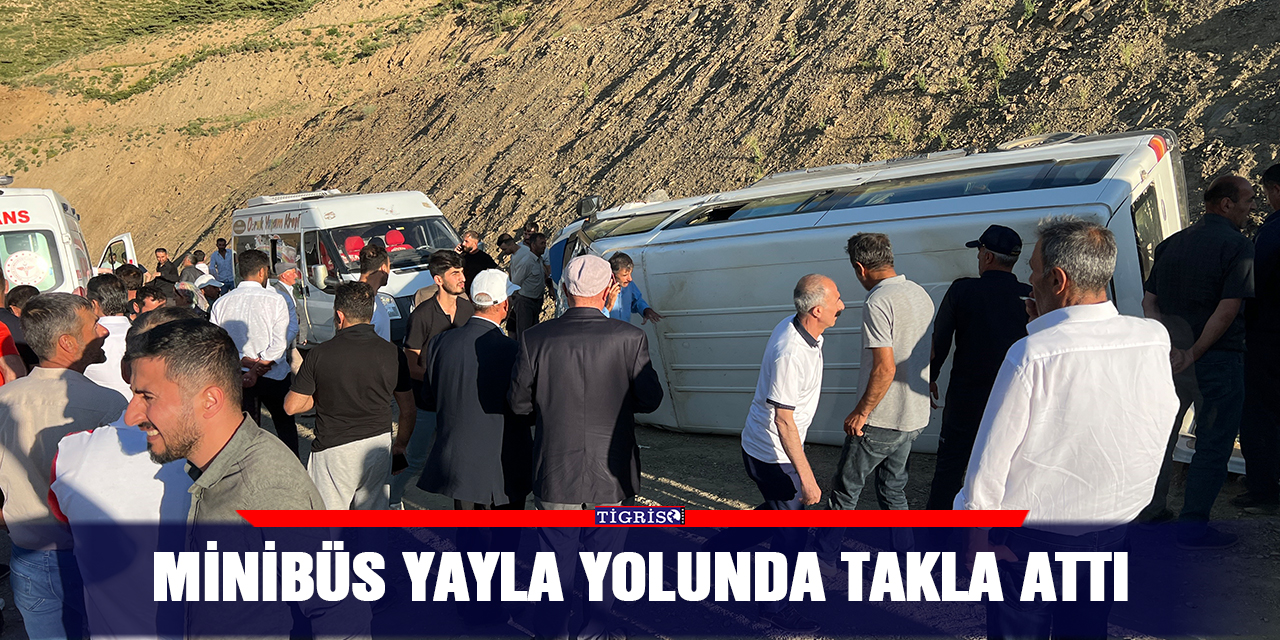 Minibüs yayla yolunda takla attı