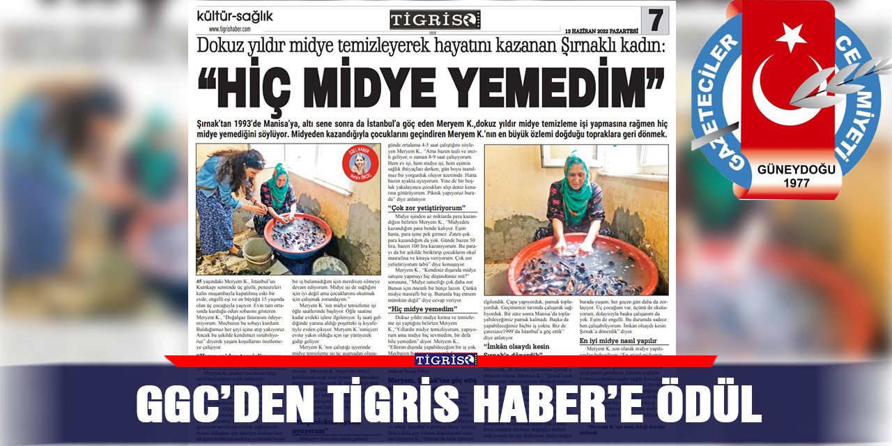 GGC’den Tigris Haber’e ödül