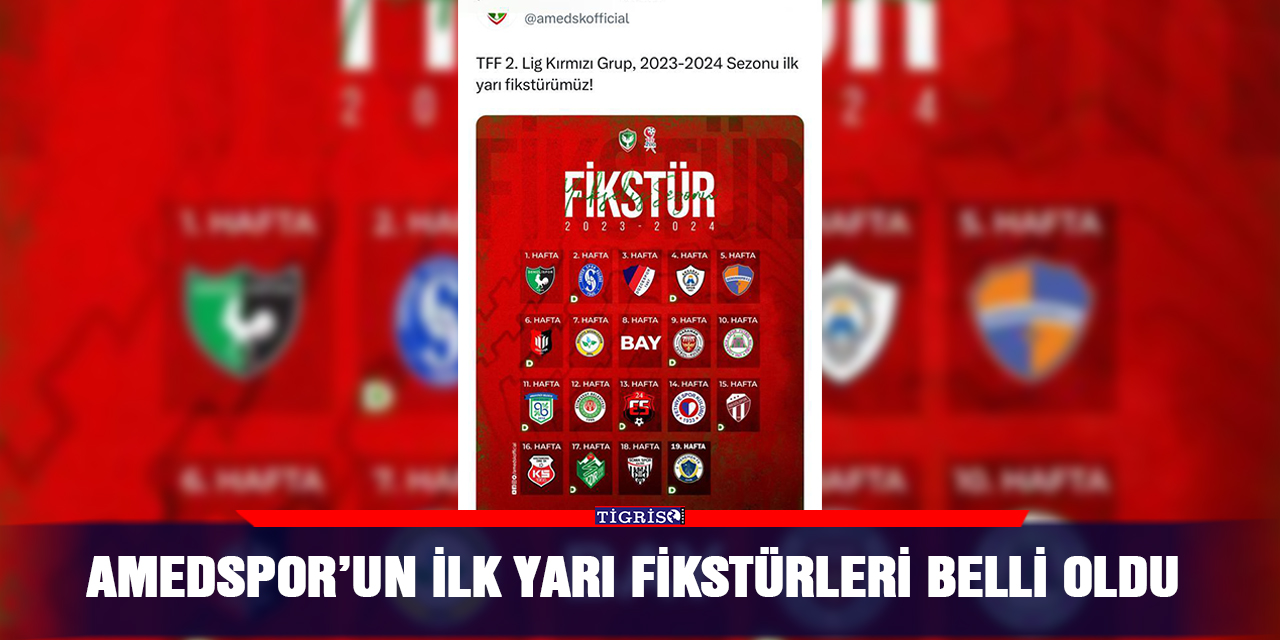 Amedspor’un ilk yarı fikstürleri belli oldu