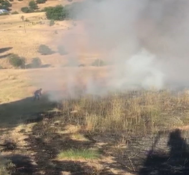 Yangın ormanlık alana sıçramadan söndürüldü