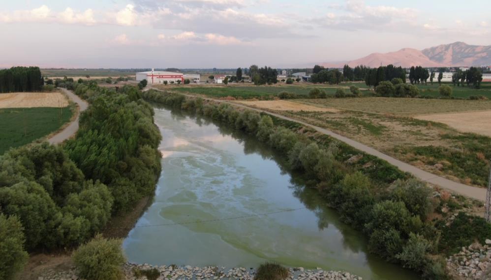 Su debisi düştü, Karasu Nehri yeşile döndü