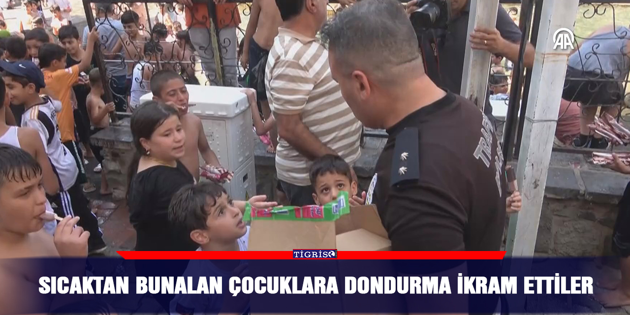 Sıcaktan bunalan çocuklara dondurma ikram ettiler