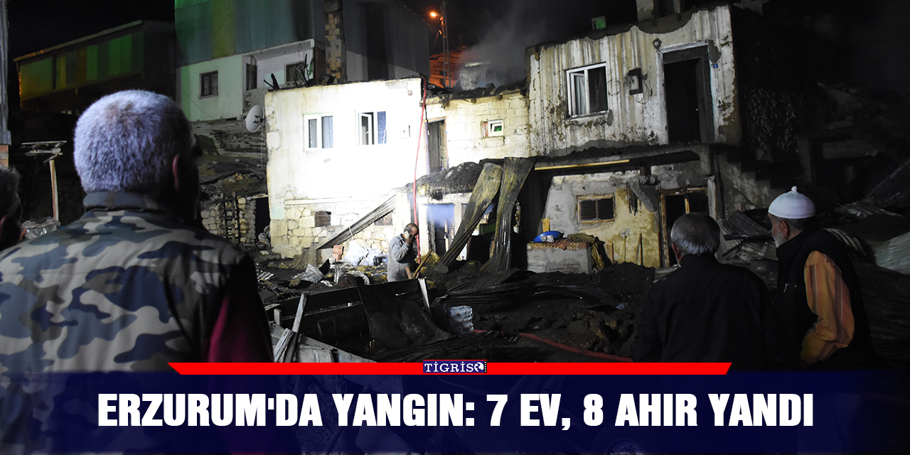 Erzurum'da yangın: 7 ev, 8 ahır yandı