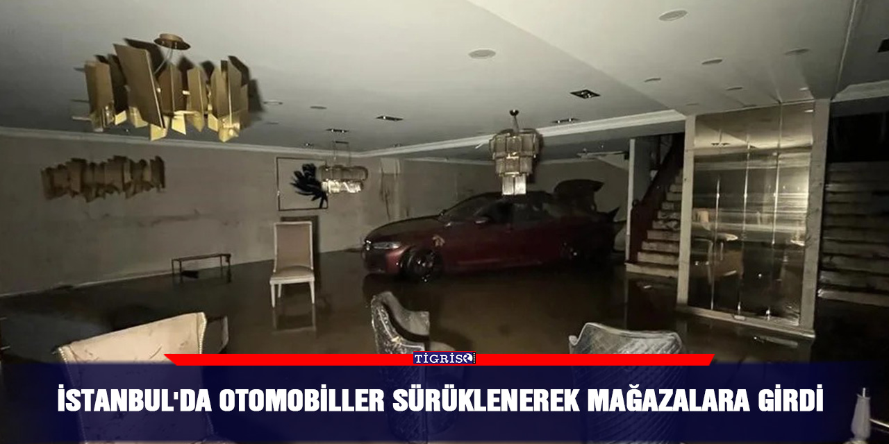 İstanbul'da Otomobiller Sürüklenerek Mağazalara Girdi