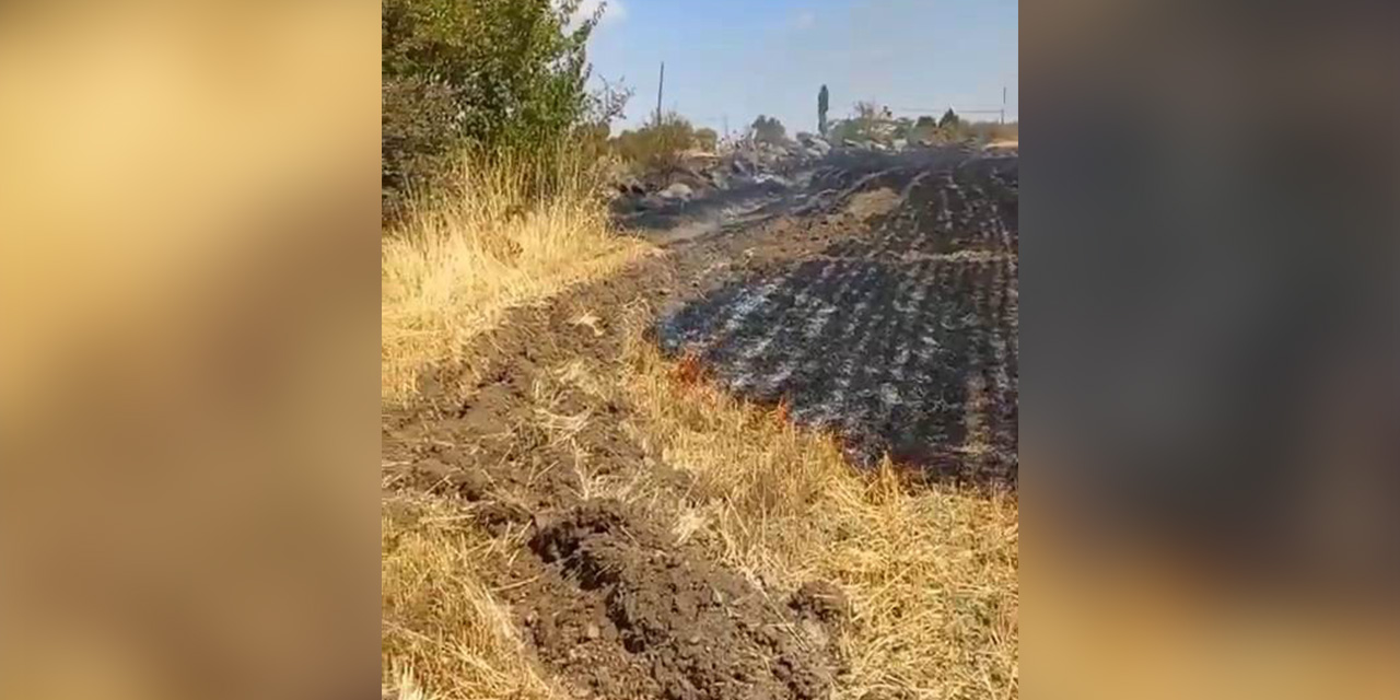 Trafodan çıkan kıvılcım otluk alanı tutuşturdu