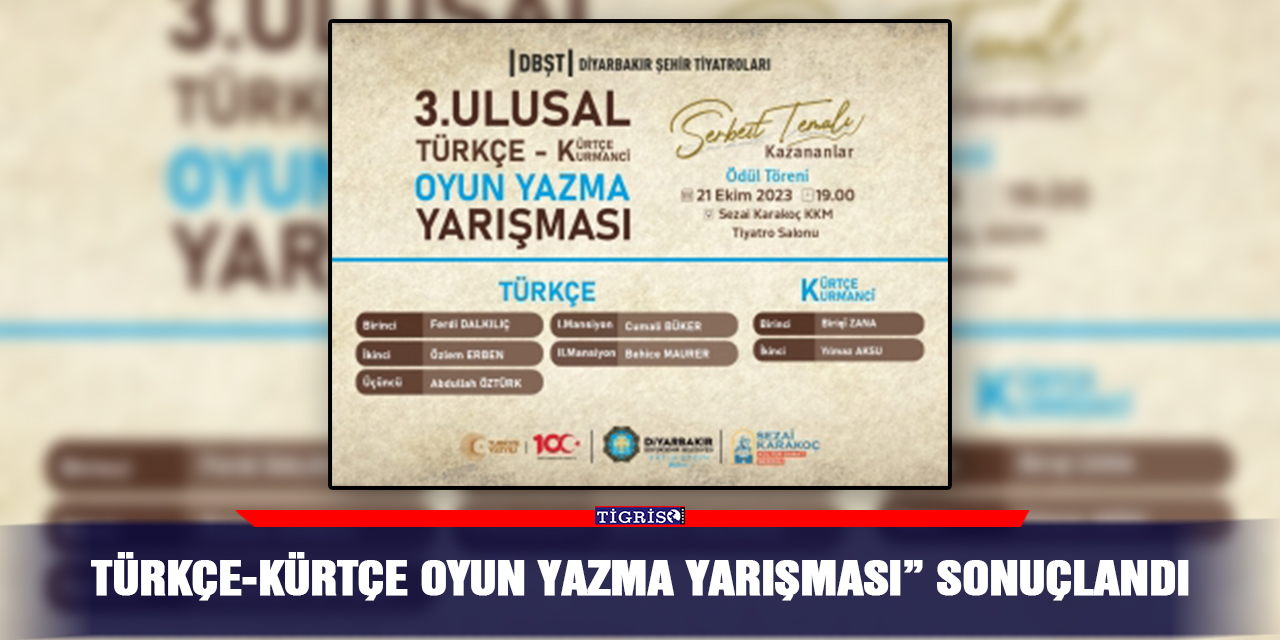 Türkçe-Kürtçe Oyun Yazma Yarışması” sonuçlandı