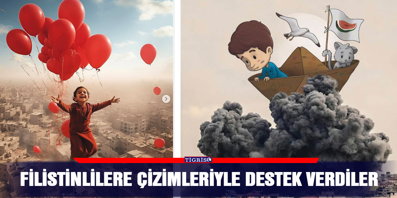 Filistinlilere çizimleriyle destek verdiler