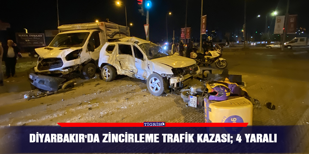 Diyarbakır'da zincirleme trafik kazası; 4 yaralı