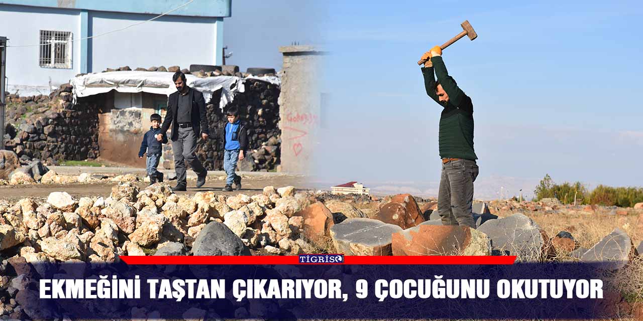 Ekmeğini taştan çıkarıyor, 9 çocuğunu okutuyor