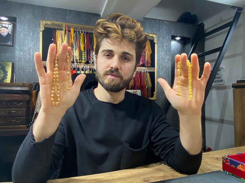 El yapımı yatırımlık 14 ayar altın tespihlere yoğun ilgi 70 bin liraya kadar alıcısı var