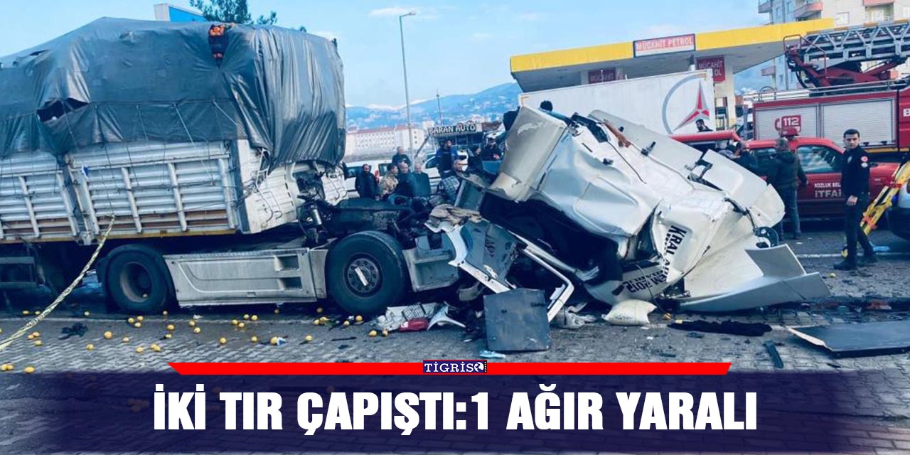 İki tır çapıştı: 1 ağır yaralı