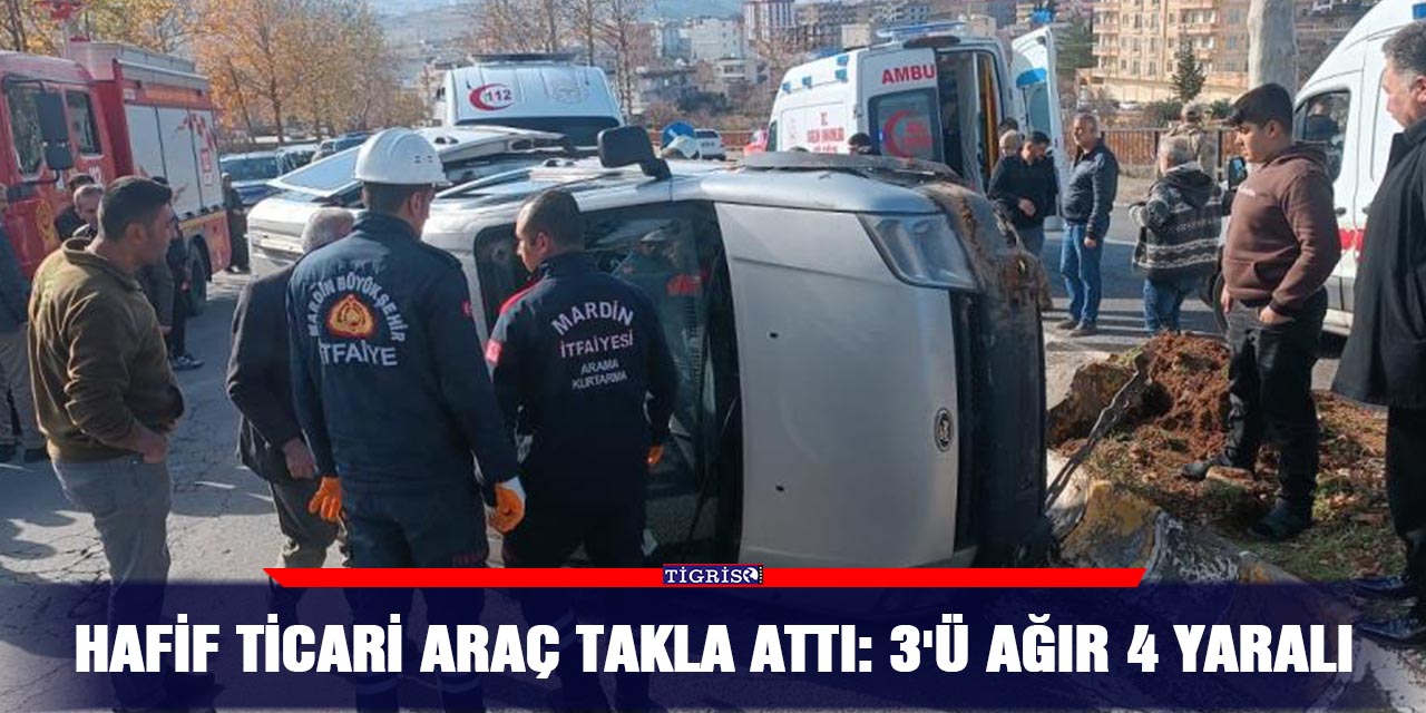 Hafif ticari araç takla attı: 3'ü ağır 4 yaralı