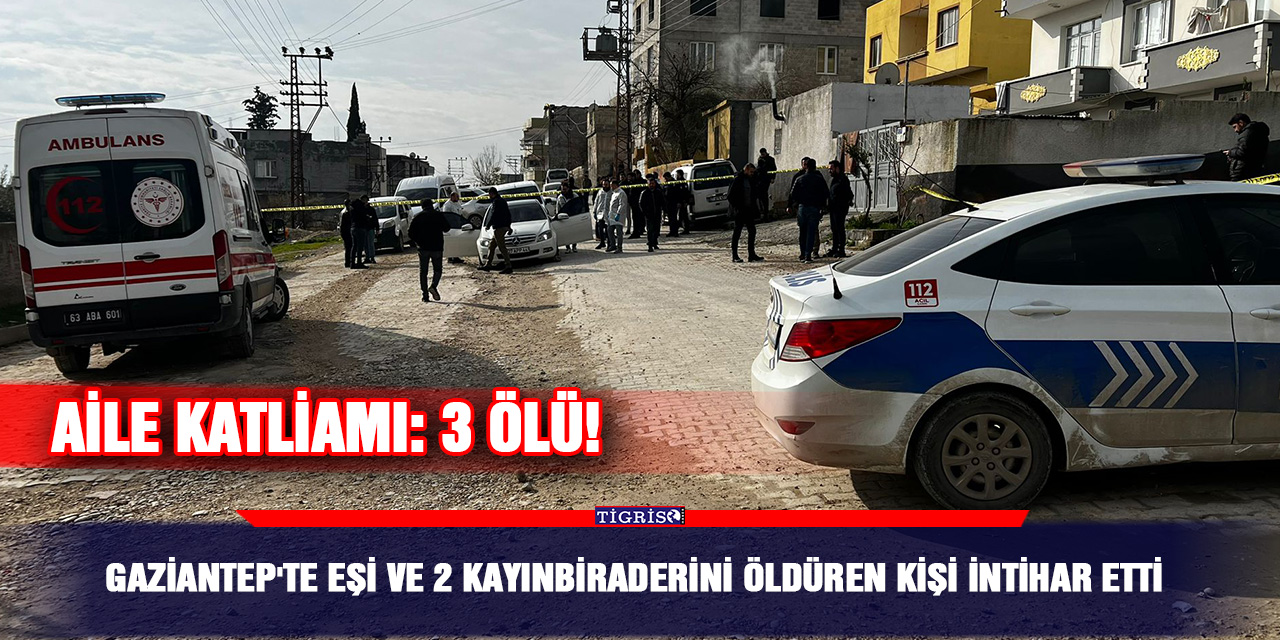 Gaziantep'te eşi ve 2 kayınbiraderini öldüren kişi intihar etti