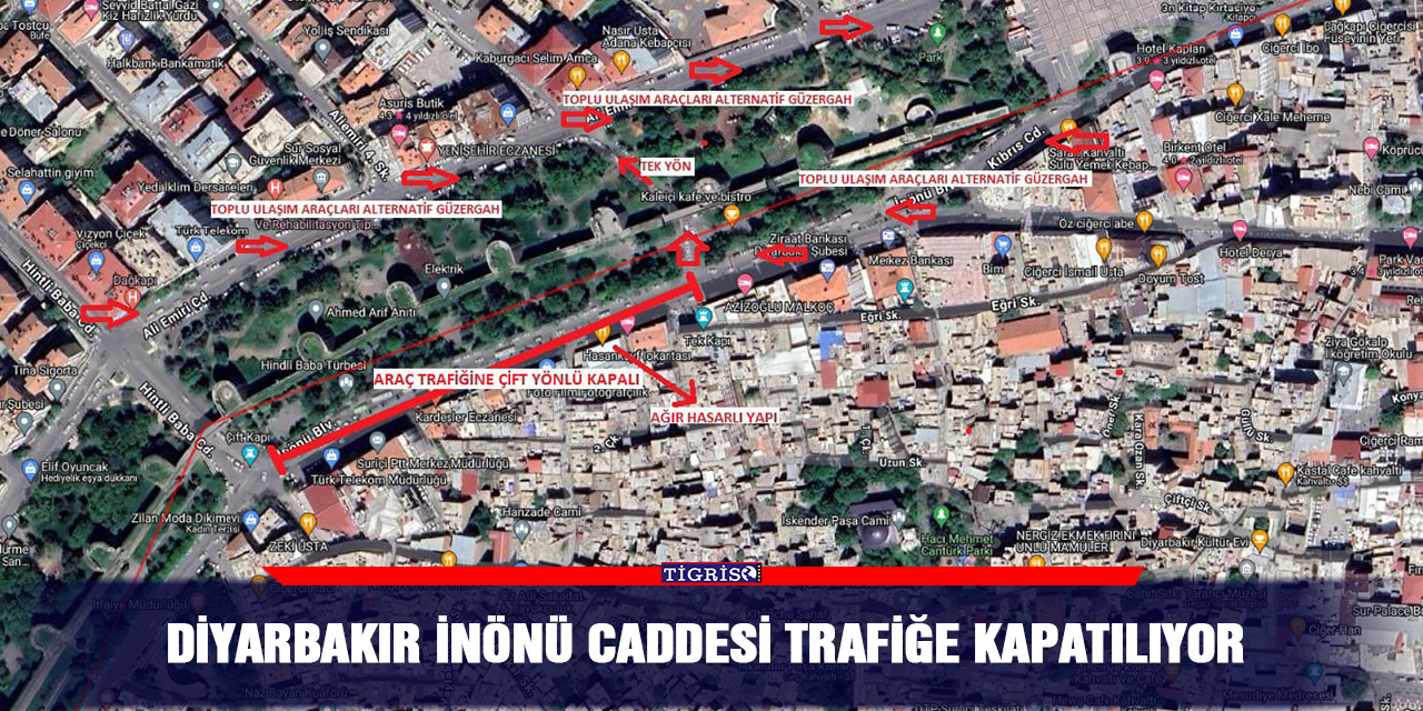 Diyarbakır İnönü Caddesi trafiğe kapatılıyor