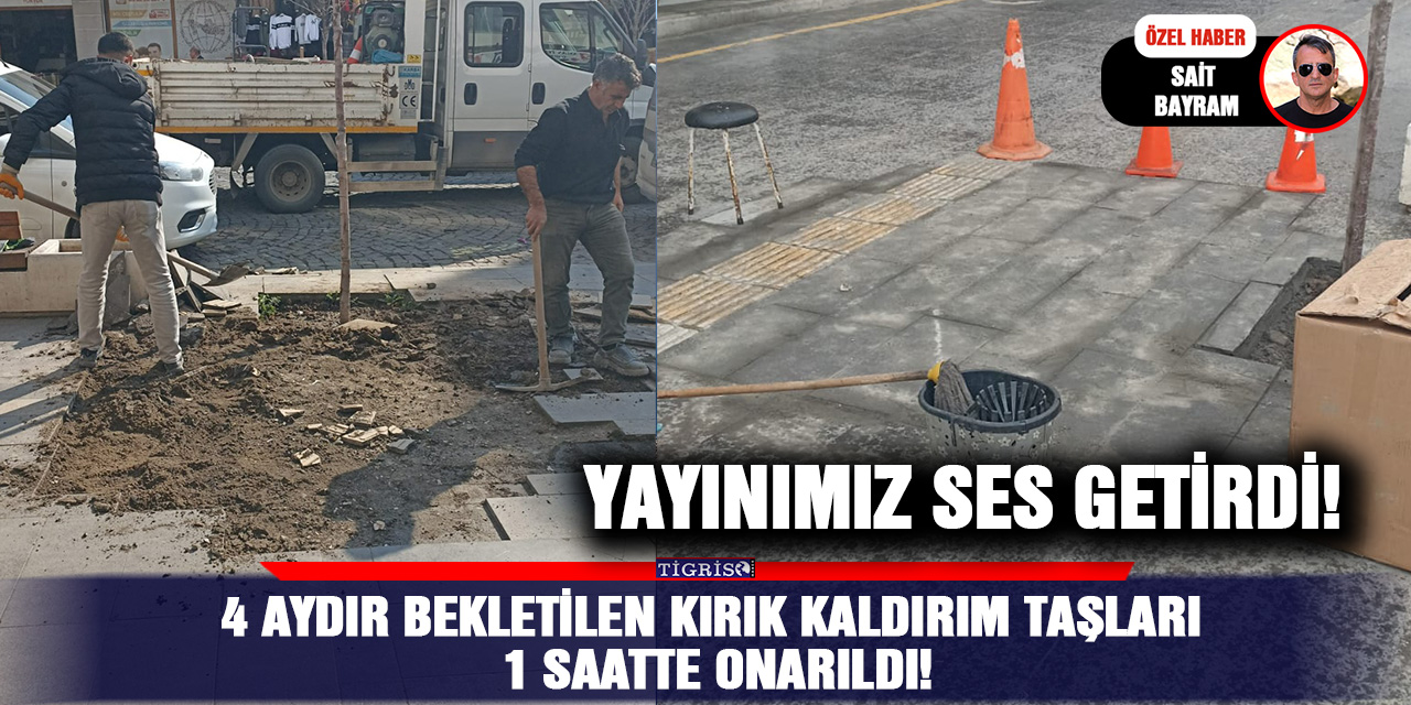4 aydır bekletilen kırık kaldırım taşları 1 saatte onarıldı!