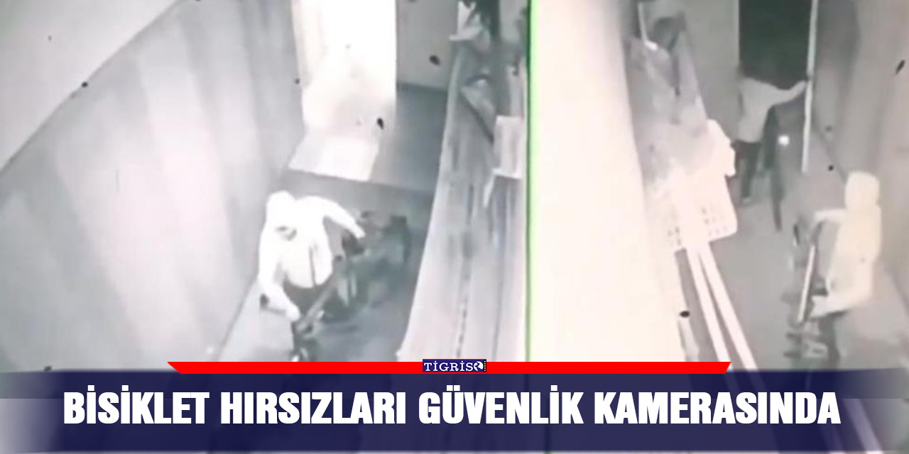 Bisiklet hırsızları güvenlik kamerasında