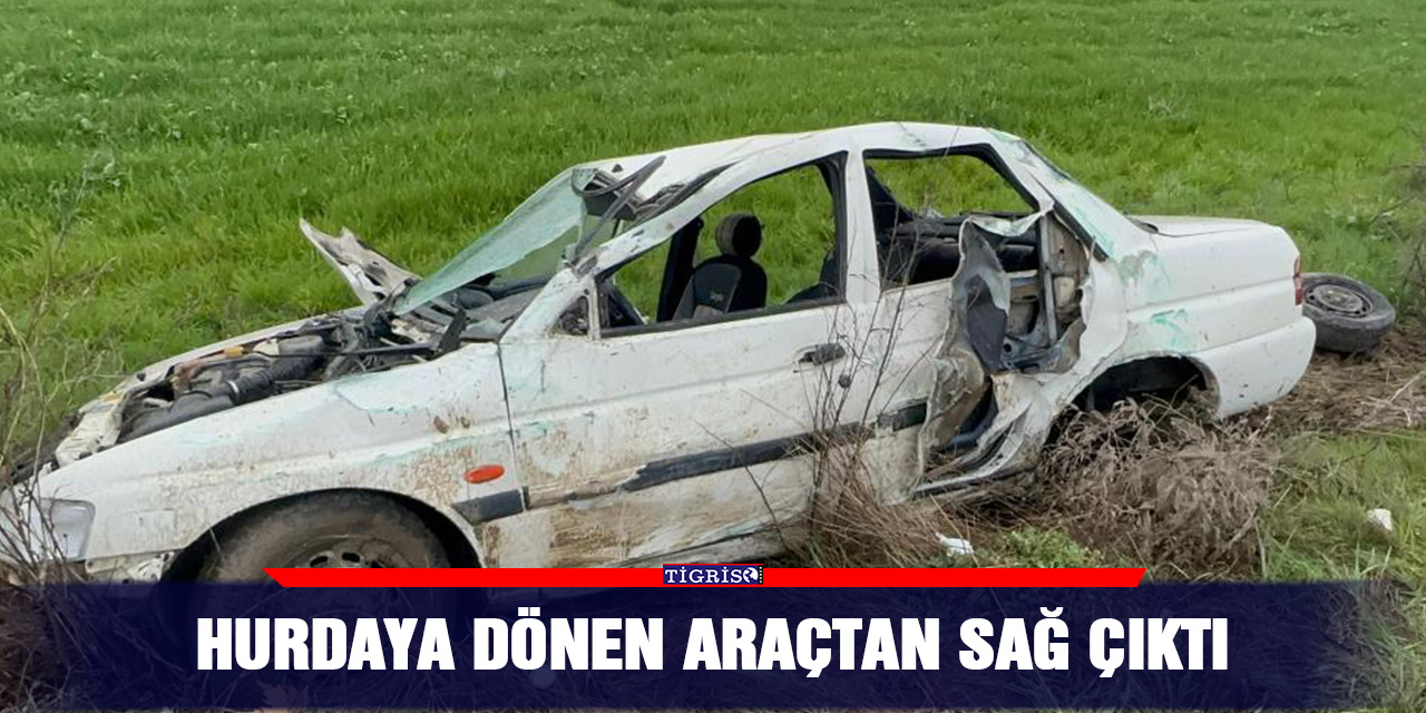 Hurdaya dönen araçtan sağ çıktı