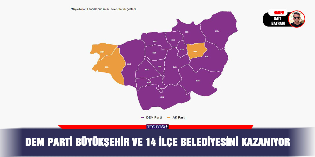 DEM Parti Büyükşehir ve 14 İlçe belediyesini kazanıyor
