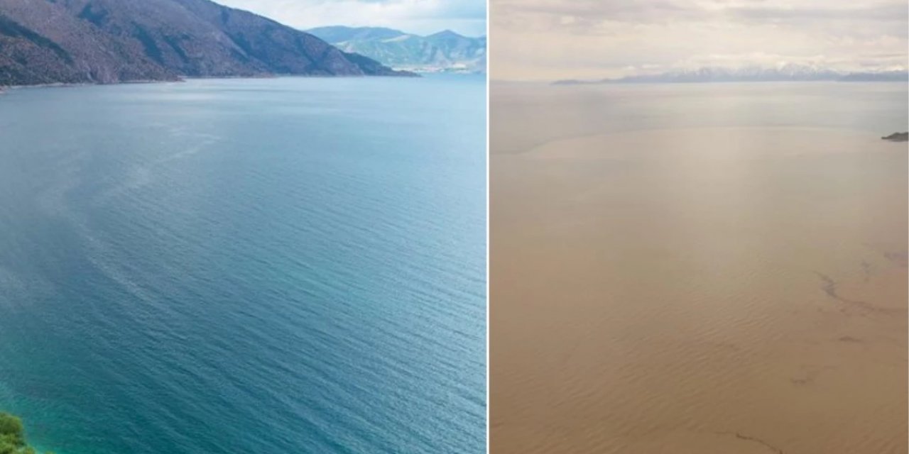 Van Gölü'nün rengi kahverengiye büründü