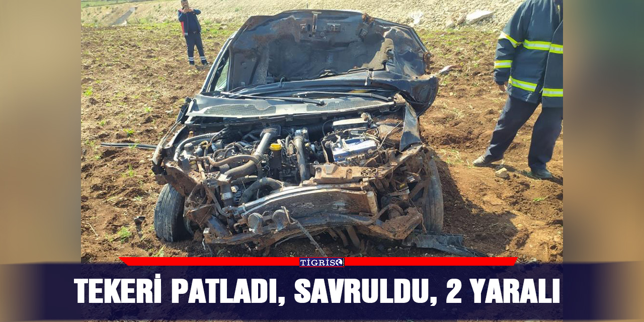 Tekeri patladı, savruldu, 2 yaralı