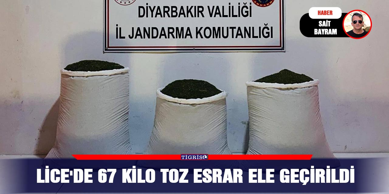 Lice'de 67 kilo toz esrar ele geçirildi