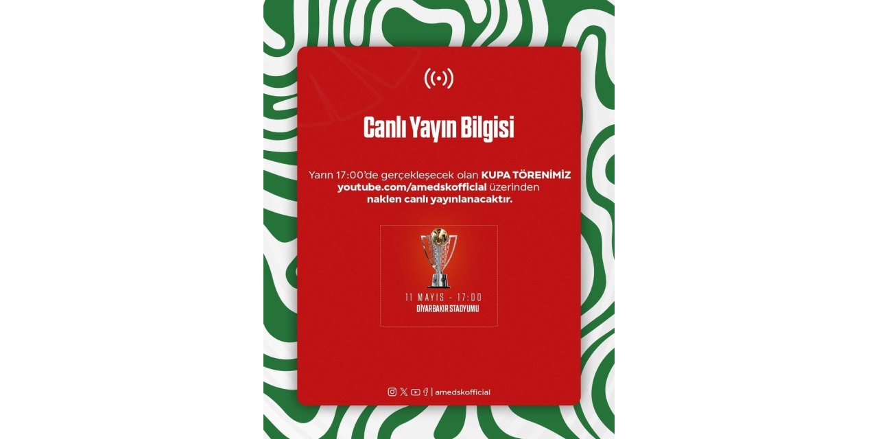 Şampiyonluk Kupa Törenini Yutube kanalında naklen canlı yayınlanacak