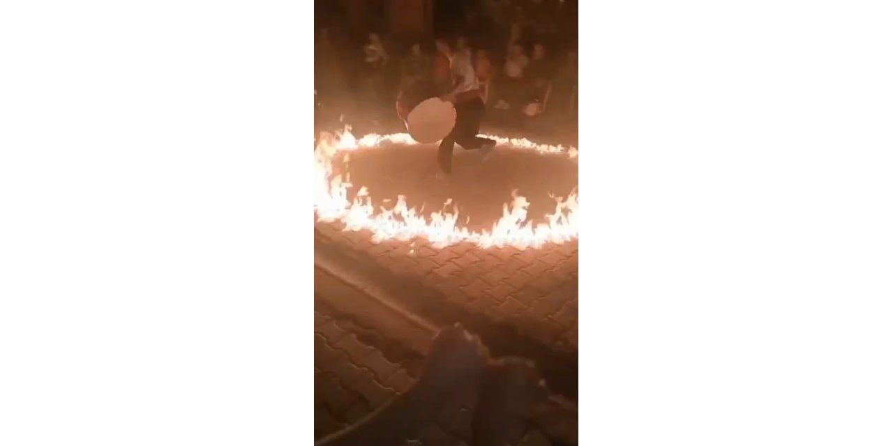 VİDEO - Davulcudan ateşle şov