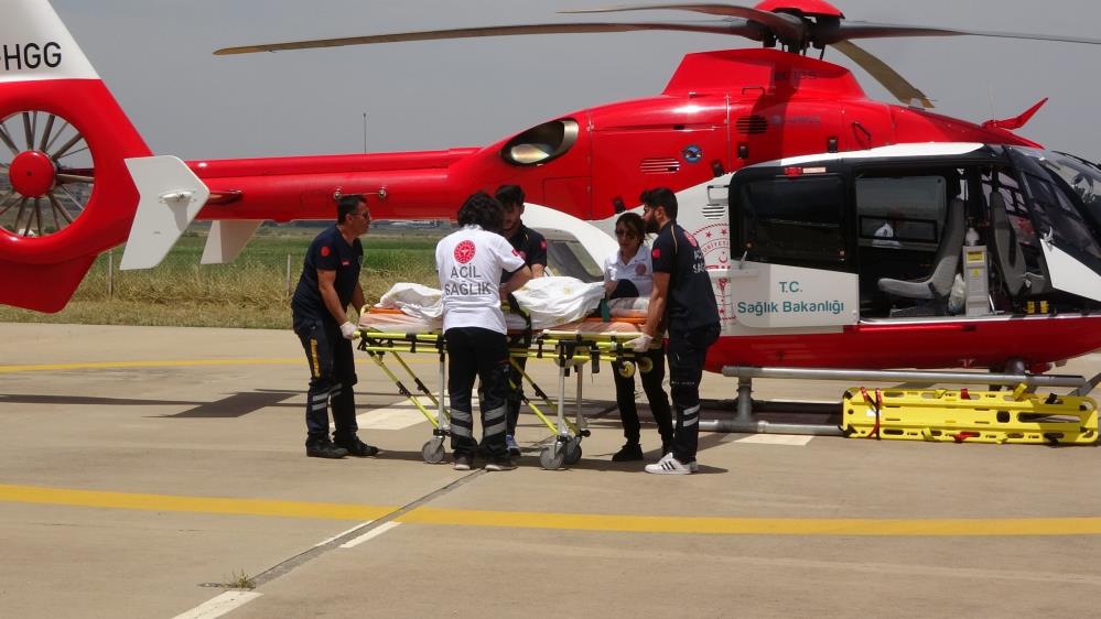 90 yaşındaki hasta için ambulans helikopter