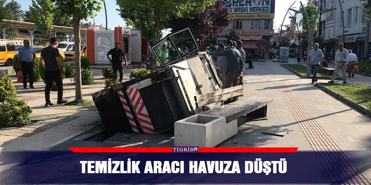 Temizlik aracı havuza düştü