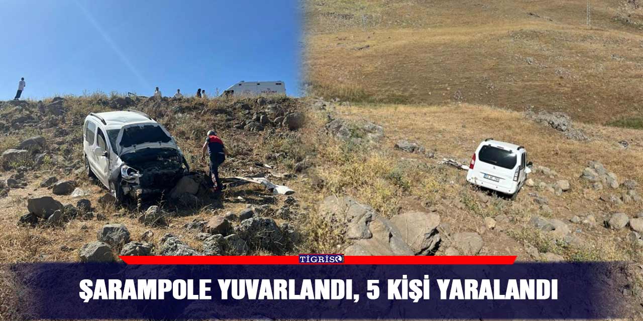 Şarampole yuvarlandı, 5 kişi yaralandı