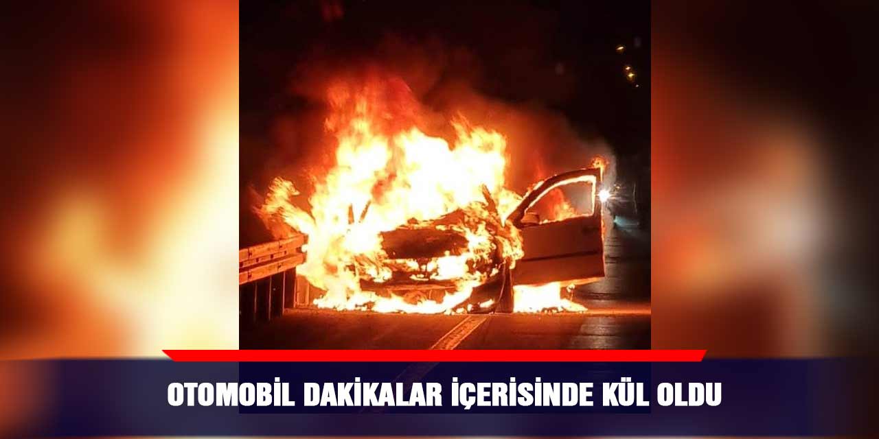 Otomobil dakikalar içerisinde kül oldu