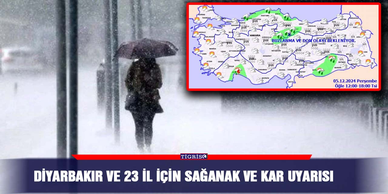 Diyarbakır ve 23 il için sağanak ve kar uyarısı
