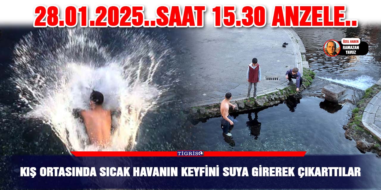 VİDEO - Kış ortasında sıcak havanın keyfini suya girerek çıkarttılar
