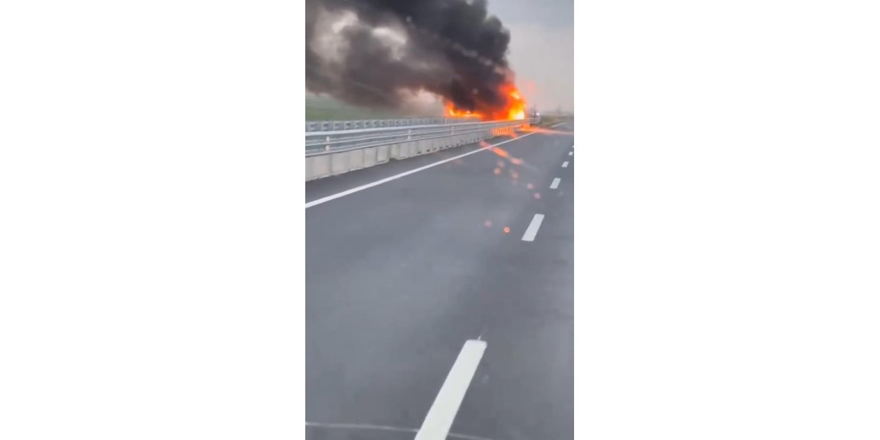 Seyir halindeki TIR alevlere teslim oldu